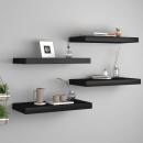 Schweberegale 4 Stk. Schwarz 50x23x3,8 cm MDF