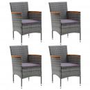Garten-Essstühle 4 Stk. Poly Rattan Grau