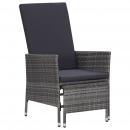 Garten-Liegestuhl mit Auflagen Poly Rattan Grau