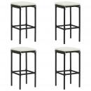 Barhocker mit Kissen 4 Stk. Schwarz Poly Rattan