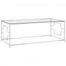 Couchtisch Silbern 120x60x45 cm Edelstahl und Glas