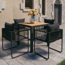 5-tlg. Garten-Essgruppe PVC Rattan Schwarz und Braun