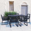 7-tlg. Garten-Essgruppe PVC Rattan Schwarz