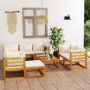10-tlg. Garten-Lounge-Set mit Auflagen Creme Massivholz Akazie