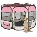 Faltbarer Welpenlaufstall mit Tragetasche Rosa 90x90x58 cm 
