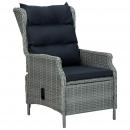 Verstellbarer Gartensessel mit Auflagen Poly Rattan Hellgrau