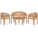 4-tlg. Garten-Lounge-Set Massivholz Teak