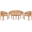 4-tlg. Garten-Lounge-Set Massivholz Teak