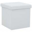 Hocker mit Stauraum Weiß Kunstleder 