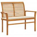 Gartenbank mit Cremeweißer Auflage 112 cm Massivholz Teak 