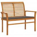 Gartenbank mit Taupe Auflage 112 cm Massivholz Teak 