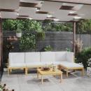 6-tlg. Garten-Lounge-Set mit Kissen Cremeweiß Massivholz Akazie