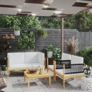 5-tlg. Garten-Lounge-Set mit Kissen Cremeweiß Massivholz Akazie