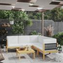6-tlg. Garten-Lounge-Set mit Kissen Cremeweiß Massivholz Akazie