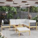 8-tlg. Garten-Lounge-Set mit Kissen Cremeweiß Massivholz Akazie