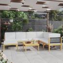 8-tlg. Garten-Lounge-Set mit Kissen Cremeweiß Massivholz Akazie