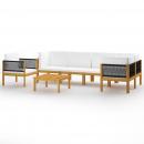 7-tlg. Garten-Lounge-Set mit Kissen Cremeweiß Massivholz Akazie