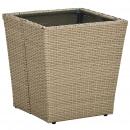 Beistelltisch Beige 41,5x41,5x44 cm Poly Rattan und Hartglas 