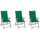 Verstellbare Gartenstühle 3 Stk. mit Auflagen Massivholz Akazie