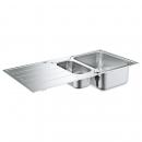 ARDEBO.de GROHE K500 Edelstahlspüle mit Abtropffläche, 1000x500mm, reversibel, 1,5 Becken, Edelstahl (31572SD1)