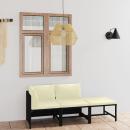 3-tlg. Garten-Lounge-Set mit Kissen Poly Rattan Schwarz