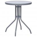 Gartentisch Hellgrau 60 cm Stahl und Glas