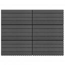 Terrassenfliesen 6 Stk. WPC 60x30 cm 1,08 m² Schwarz