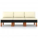 Mittelsofas 3 Stk. Poly Rattan und Eukalyptus Massivholz