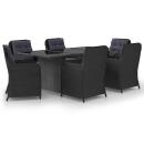7-tlg. Garten-Essgruppe Poly Rattan Schwarz