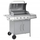 Gasgrill 4+1 Flammen Silbern Edelstahl 