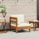 Ecksofa mit Cremeweißen Kissen Massivholz Akazie