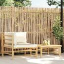 2-tlg. Garten-Lounge-Set mit Kissen Cremeweiß Bambus