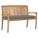 Stapelbare Gartenbank mit Auflage 128,5 cm Massivholz Teak