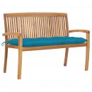 Stapelbare Gartenbank mit Auflage 128,5 cm Massivholz Teak