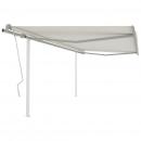 Markise Manuell Einziehbar mit Pfosten 4,5x3,5 m Creme