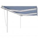 Automatische Markise mit LED & Windsensor 6x3,5 m Blau Weiß