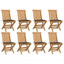 Gartenstühle mit Anthrazit Kissen 8 Stk. Massivholz Teak