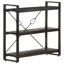 Bücherregal 3 Fächer Schwarz 90x30x80 cm Mango Massivholz