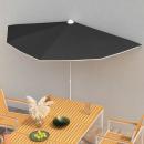 Halb-Sonnenschirm mit Mast 180x90 cm Schwarz
