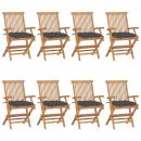 Gartenstühle mit Anthrazit Kissen 8 Stk. Massivholz Teak