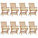 Gartenstühle mit Cremeweißen Kissen 8 Stk. Massivholz Teak