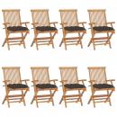Gartenstühle mit Taupe Kissen 8 Stk. Massivholz Teak