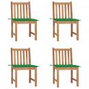 Gartenstühle 4 Stk. mit Kissen Massivholz Teak 
