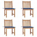 Gartenstühle 4 Stk. mit Kissen Massivholz Teak 