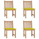 Gartenstühle 4 Stk. mit Kissen Massivholz Teak 