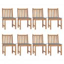 Gartenstühle 8 Stk. mit Kissen Massivholz Teak
