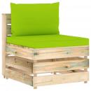 Modulares Mittelsofa mit Kissen Grün Imprägniertes Holz