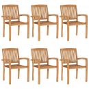 Stapelbare Gartenstühle 6 Stk. Massivholz Teak