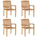 Stapelbare Gartenstühle 4 Stk. Massivholz Teak