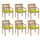 Batavia-Stühle mit Kissen 6 Stk. Massivholz Teak
